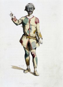 Arlekin (Arlechino) czerpie z „”Masques et bouffons”” (komedia włoska), tekst i rysunki Maurice Sand, ryciny A. Manceau, przedmowa Georges Sand