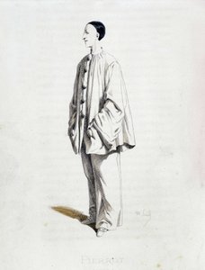 Pierrot z „”Masques et bouffons”” (komedia włoska), tekst i rysunki Maurice Sand, akwaforty A. Manceau, przedmowa Georges Sand, Paryż, Michel Lévy Frères autorstwa Maurice Sand