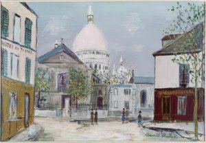 Place du Tertre i Sacré-Coeur autorstwa Maurice Utrillo