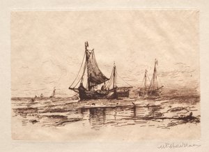Łodzie rybackie na plaży w Scheveningen. autorstwa Maurits Frederik Hendrik De Haas