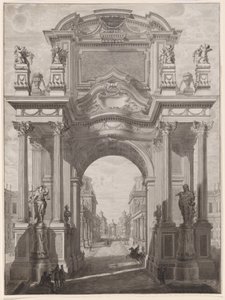 Architektoniczne Capriccio z łukiem triumfalnym autorstwa Maurizio Pedetti