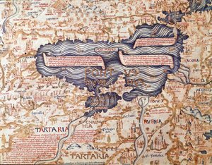 Widok na Morze Czarne Szczegół mapy świata (mappamundi) brata Maurusa (Mauro) kamedułów 1459 Biblioteca Marciana, Wenecja autorstwa Mauro Fra