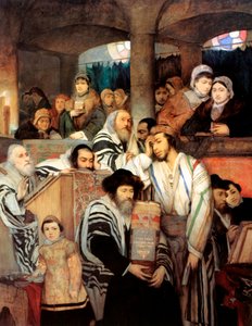 Żydzi modlący się w synagodze w Jom Kippur, 1878 r.