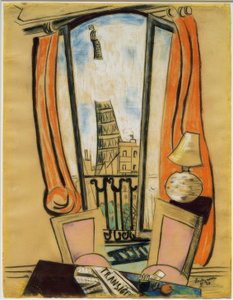 Widok z okna (Wieża Eiffla) autorstwa Max Beckmann