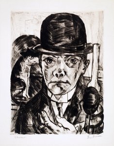 Autoportret w meloniku. Rycina Maxa Bechmanna (1884-1950) autorstwa Max Beckmann