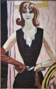 Portret Quappi na różu i fiolecie autorstwa Max Beckmann
