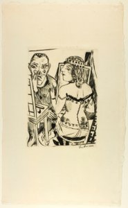 Garderoba, płyta druga z Jahrmarkt autorstwa Max Beckmann