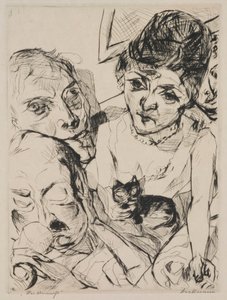 Wieczór (Autoportret z Battenbergami), tablica 10 z teki „Twarze” autorstwa Max Beckmann