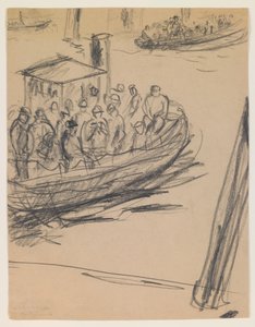 Longboat z Longshoremen autorstwa Max Beckmann