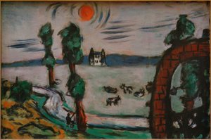Mglisty krajobraz z krowami autorstwa Max Beckmann