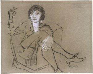 Quappi w klubowym fotelu, paląca autorstwa Max Beckmann