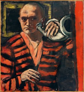 Autoportret z rogiem autorstwa Max Beckmann