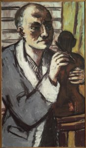 Autoportret z szarym szlafrokiem autorstwa Max Beckmann