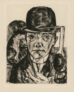 Autoportret w sztywnym kapeluszu autorstwa Max Beckmann