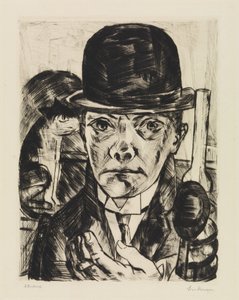 Autoportret w sztywnym kapeluszu autorstwa Max Beckmann