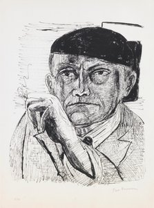 Autoportret, płyta 1 z teki „Dzień i sen” autorstwa Max Beckmann