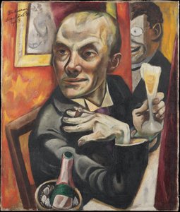 Autoportret z kieliszkiem szampana autorstwa Max Beckmann