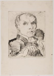Autoportret z rylcem, plansza 19 z „Twarzy" autorstwa Max Beckmann