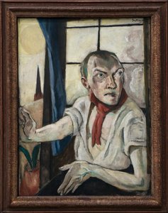 Autoportret z czerwonym szalikiem autorstwa Max Beckmann