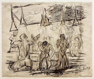 Łaźnia żołnierska - prysznic dla żołnierzy autorstwa Max Beckmann
