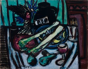 Martwa natura z butelką Chianti i selerem autorstwa Max Beckmann