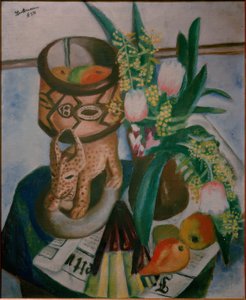 Martwa natura z rzeźbami afrykańskimi autorstwa Max Beckmann