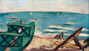 Plaża z łódką i leżakiem autorstwa Max Beckmann