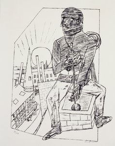 Kominiarz, Max Beckmann (1884-1950), litografia. Niemcy, XX wiek. autorstwa Max Beckmann