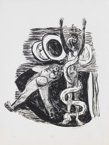 Upadek człowieka, płyta 14 z teki „Dzień i sen” autorstwa Max Beckmann