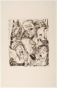 Ziewacze, tablica 7 z portfolio „Twarze” autorstwa Max Beckmann