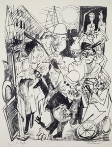Ulica, autorstwa Maxa Beckmanna (1884-1950), rycina. Niemcy, XX wiek. autorstwa Max Beckmann
