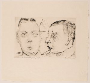 Dwóch Auto Oficerów, tablica 15 z portfolio „Twarze” autorstwa Max Beckmann