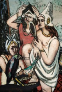 Przed balem przebierańców (trzy kobiety) autorstwa Max Beckmann