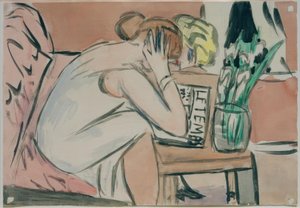 Dwie dziewczyny czytają autorstwa Max Beckmann