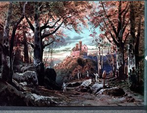 Wystrój do opery „Tannhauser” Ryszarda Wagnera. Scenografia Brucknera