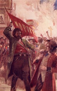 Hugh i Barnaby, frontyspis z „Barnaby Rudge: A Tale of the Riots of Eighty” Charlesa Dickensa (kolor lito)