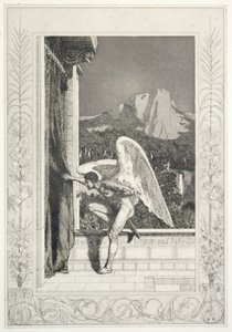„Przybycie Amora”, rycina nr 12 z serii „Kupidyn i Psyche: Opus V” autorstwa Max Klinger