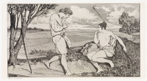 Apollo i Dafne I (Ocalenia ofiar Owidiusza, opus II, karta 10) autorstwa Max Klinger