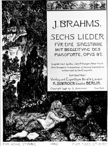 Frontyspis do „Sześciu pieśni opus 97” (Sześć pieśni opus 97) Johannesa Brahmsa (1833-1897) autorstwa Max Klinger