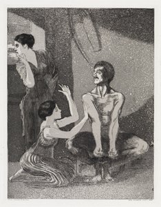 Dziewczyna i Strzelec (Namiot, Opus XIV, część 1, nr 9) autorstwa Max Klinger