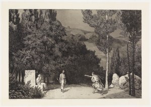 Pyramus i Thisbe III (Ratowanie ofiar Owidiusza, Opus II, arkusz 4) autorstwa Max Klinger