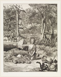 Simplicius przy grobie pustelnika (Intermezzi, opus IV, plansza 8) autorstwa Max Klinger
