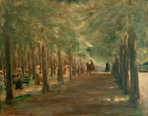 Aleja w zoo z jeźdźcami i spacerowiczami autorstwa Max Liebermann