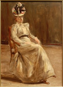 Portret siedzącej damy w pełnej figurze autorstwa Max Liebermann