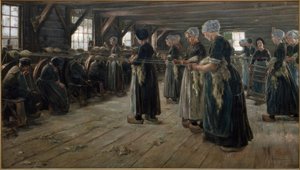 Peeling lniany w Laren autorstwa Max Liebermann