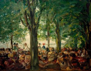 Restauracja ogrodowa nad Hawelą pod drzewami (Schildhorn’) autorstwa Max Liebermann