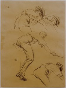 Gracz polo, trzech jeźdźców na prawo od boku - badanie autorstwa Max Liebermann