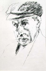 Portret mężczyzny w czapce, ewentualnie autoportret, po 1923 r. (lito) autorstwa Max Liebermann