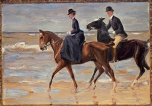 Jeździec konny i jeździec na plaży autorstwa Max Liebermann
