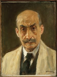 Autoportret (popiersie w fartuchu malarskim) autorstwa Max Liebermann